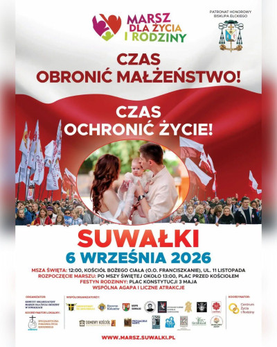 Marsz dla Życia i Rodziny 2026 w Suwałkach - zaproszenie